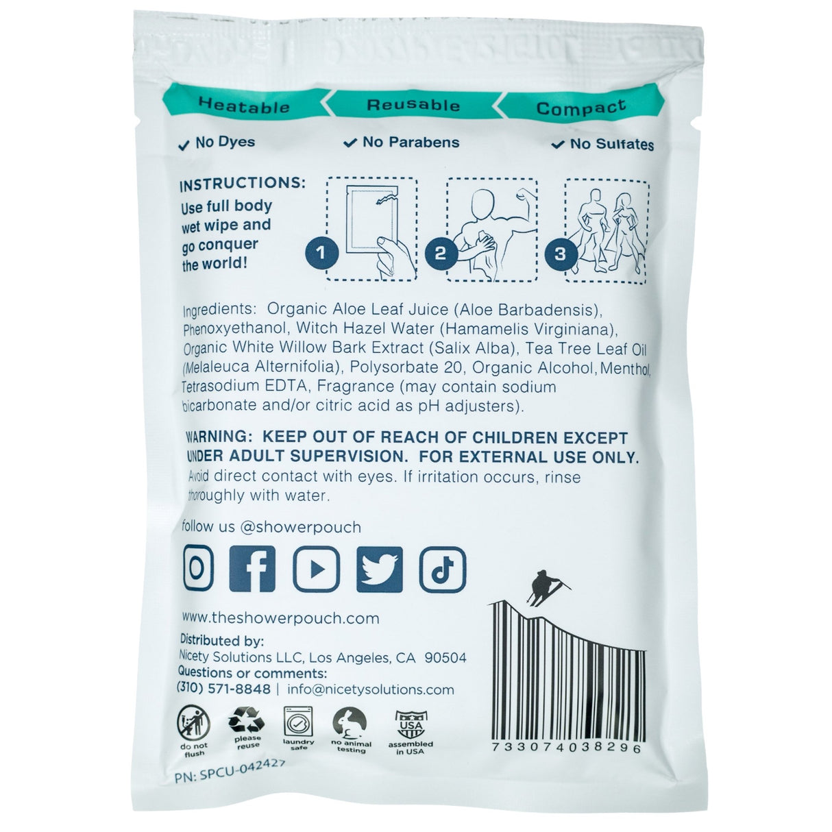 10-Pack Shower Pouch Body Wipes - Magnadyne