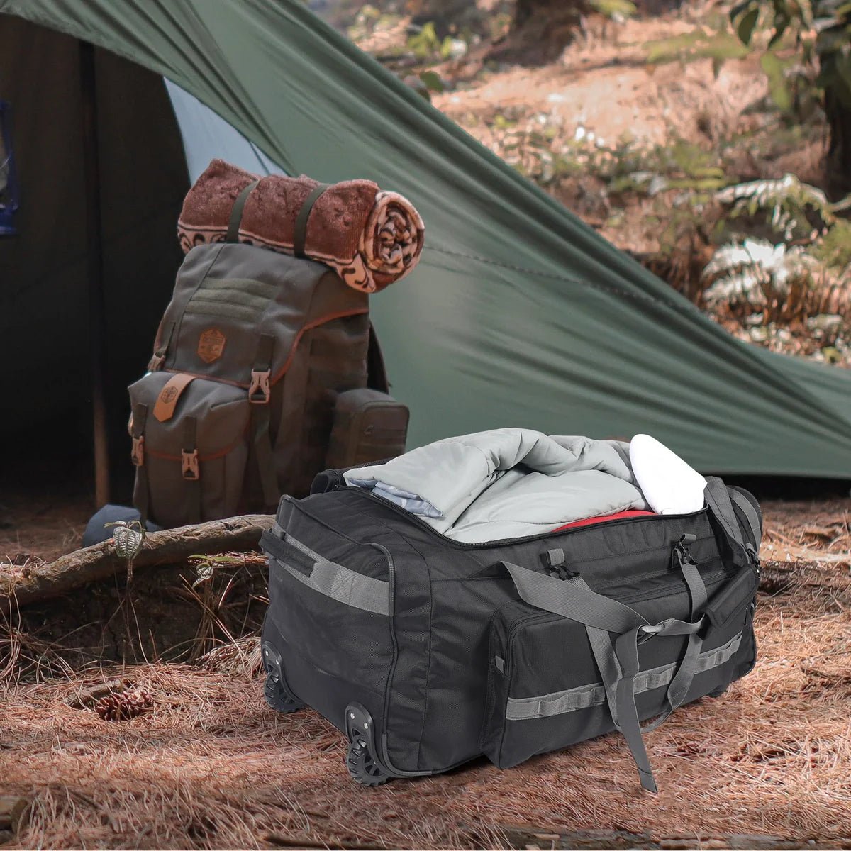 140L Tactical Duffle Bag with Wheels and Backpack Straps - Magnadyne