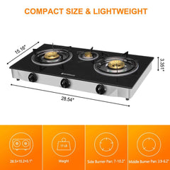 21,600BTU 3 Burners Tempered Glass Portable Stoves for Camping - Magnadyne