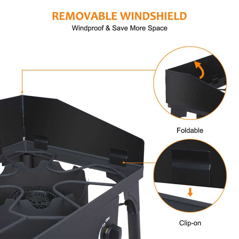 260,000 BTU High Pressure Double Propane Burner - Heavy Duty Cookware - Magnadyne