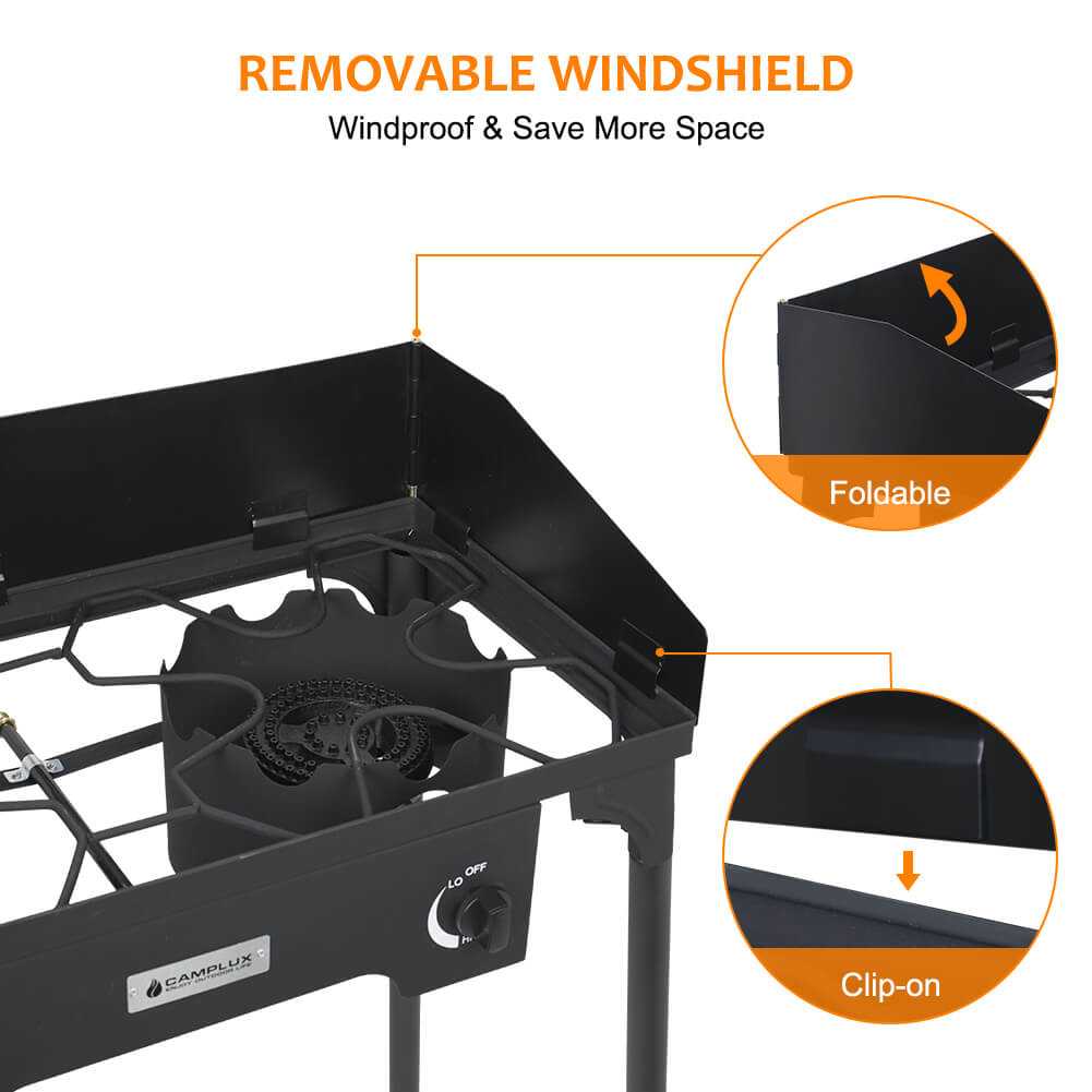 260,000 BTU High Pressure Double Propane Burner - Heavy Duty Cookware - Magnadyne