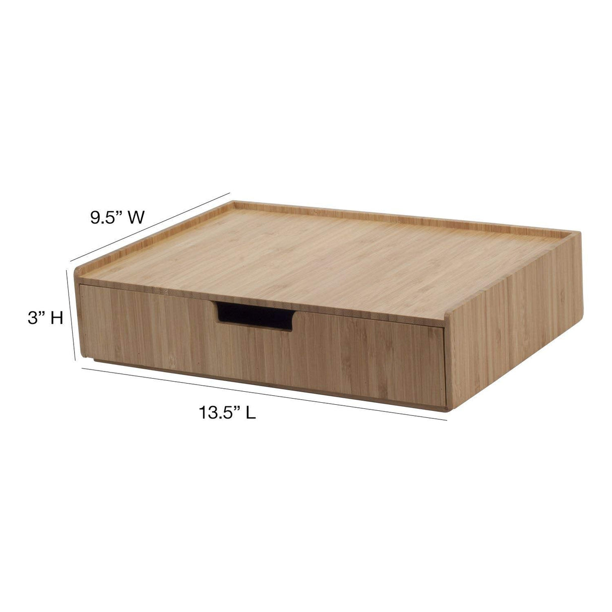 Large Bamboo Monitor Stand with Drawer | 13.5" Stackable Desk Organizer for Letter Size Paper