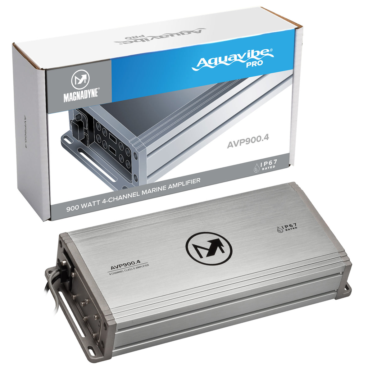 AquaVibe Pro 4-Channel Class D 900-Watt Marine Amplifier IP67 Rated