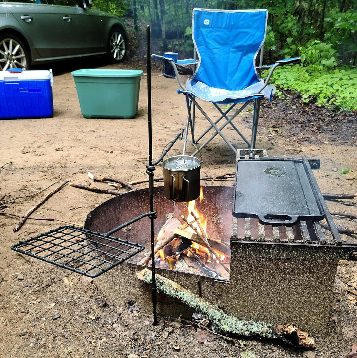 BattlBox Bushcraft Swivel Grill Set w/ Waxed Canvas Carrying Case - Magnadyne