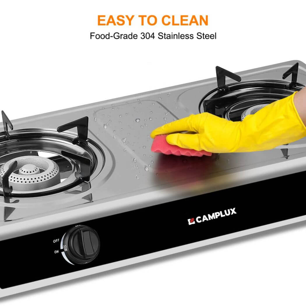 Camplux 2 Burners 19,600 BTU Outdoor Gas Stove with Auto Ignition - Magnadyne