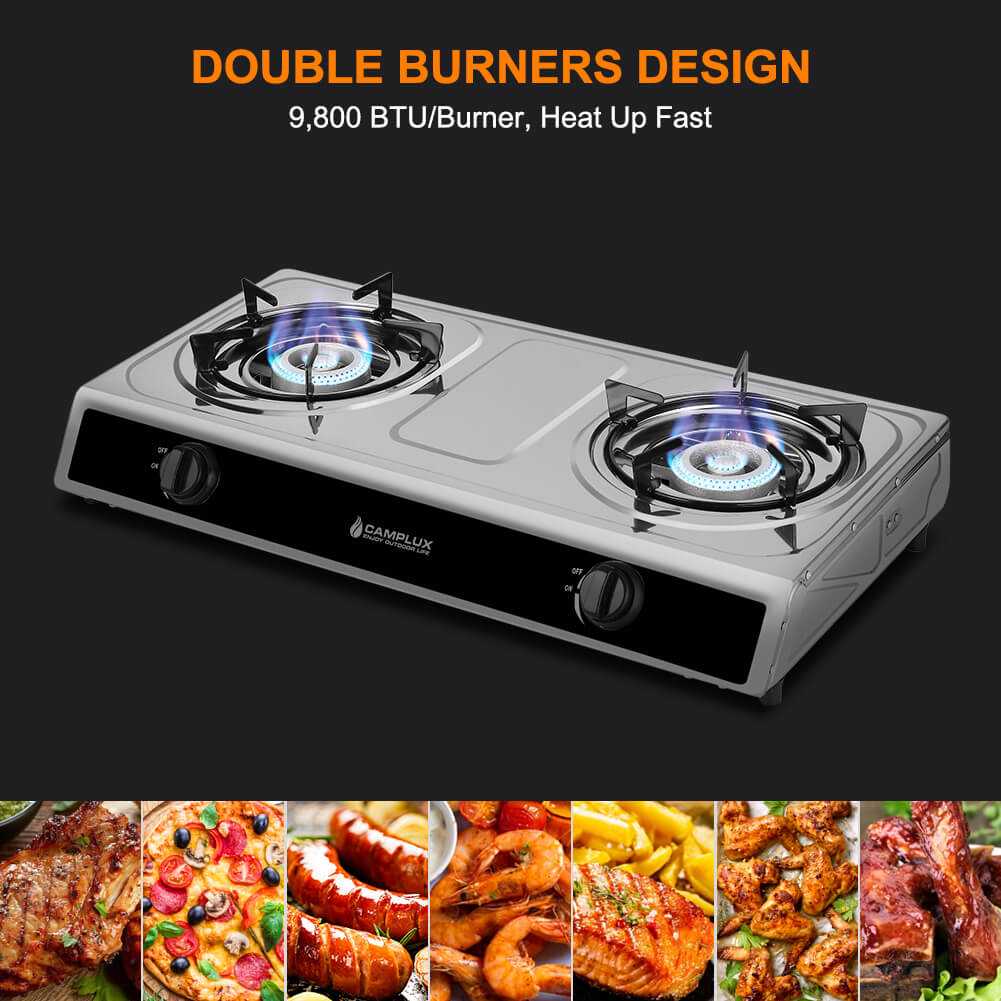 Camplux 2 Burners 19,600 BTU Outdoor Gas Stove with Auto Ignition - Magnadyne