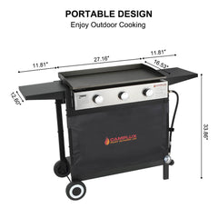 Camplux Outdoor Gas Griddle Grill Combo 3 Burner, Camping and Tailgating 33,000 BTU w/ 20 LB LP Connector - Magnadyne