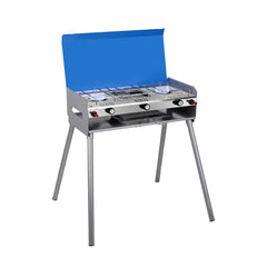Camplux Propane Camping Stove 2 Burners & 1 Grill, 15,000 BTU Auto - Ignition - Magnadyne