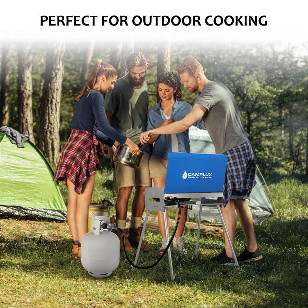 Camplux Propane Camping Stove 2 Burners & 1 Grill, 15,000 BTU Auto - Ignition - Magnadyne