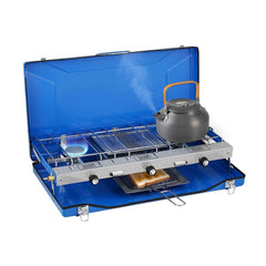 Camplux Propane Camping Stove 2 Burners & 1 Grill, 20,400 BTU Auto - Ignition - Magnadyne