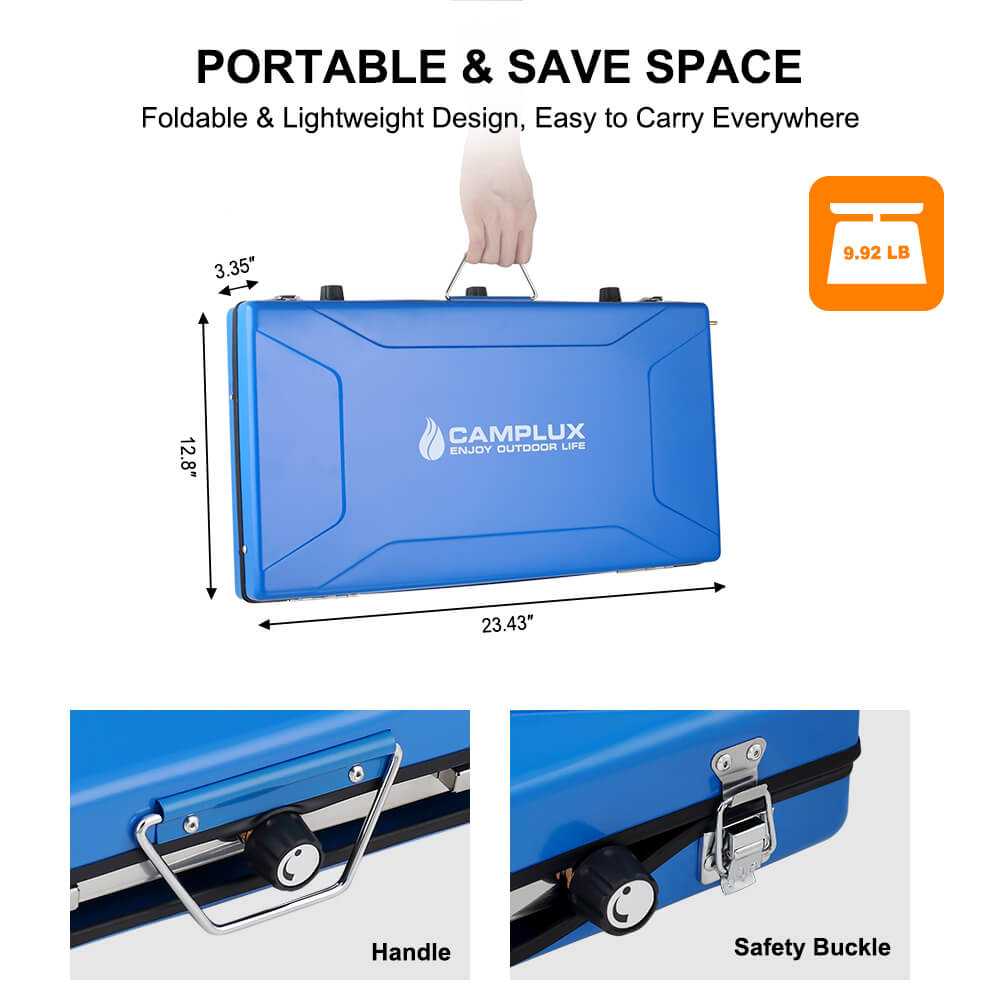 Camplux Propane Camping Stove 2 Burners & 1 Grill, 20,400 BTU Auto - Ignition - Magnadyne