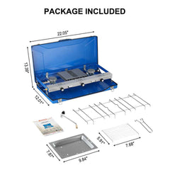 Camplux Propane Camping Stove 2 Burners & 1 Grill, 20,400 BTU Auto - Ignition - Magnadyne
