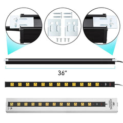 CRST 2.6" Wide Spaced 12 Outlets Mountable Metal Power Strip Surge Protector, Optional 6FT or 15FT Power Cord, Mounting Brackets included - Magnadyne