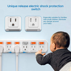 CRST 6 Outlets Individual Switch Surge Protector Power Strip with Slidable Shock Protection, 6FT Flat Plug Power Cord - Magnadyne