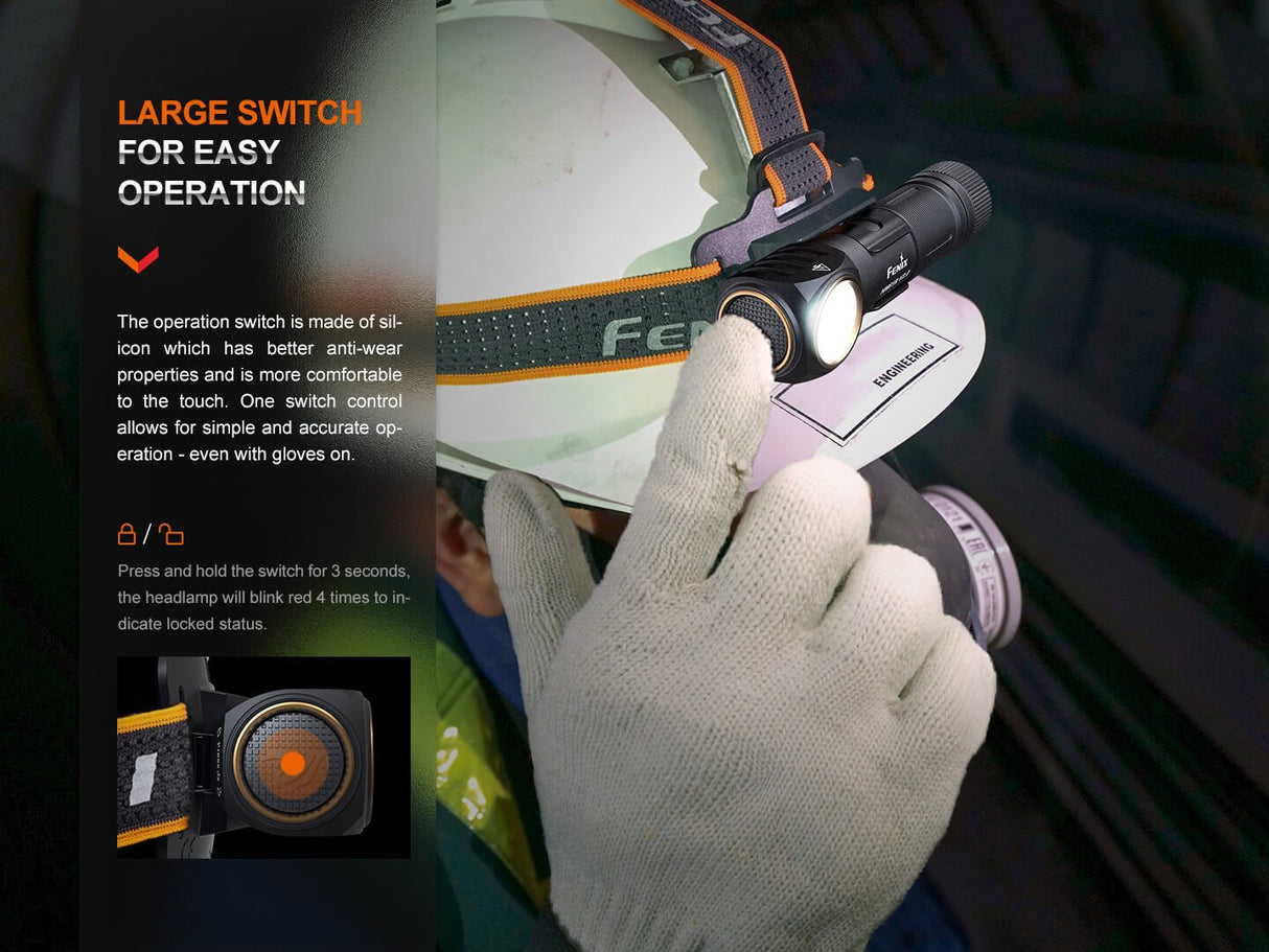 Fenix HM61R V2 Rechargeable LED Headlamp - 1600 Lumens - Magnadyne