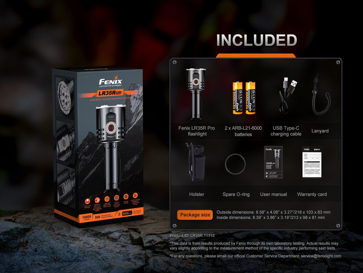 Fenix LR35R PRO Rechargeable Palm-Sized Searchlight - Magnadyne