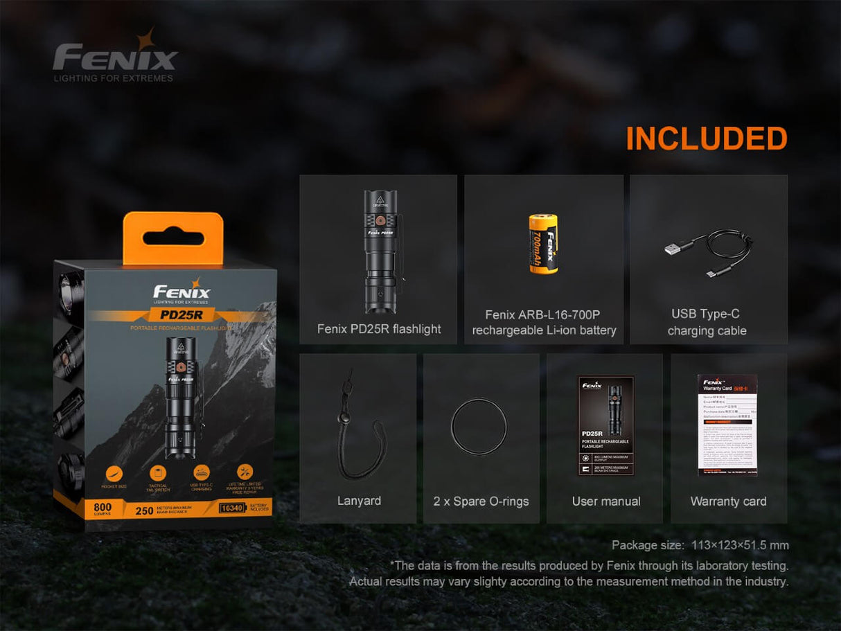 Fenix PD25R Rechargeable LED Flashlight - Magnadyne