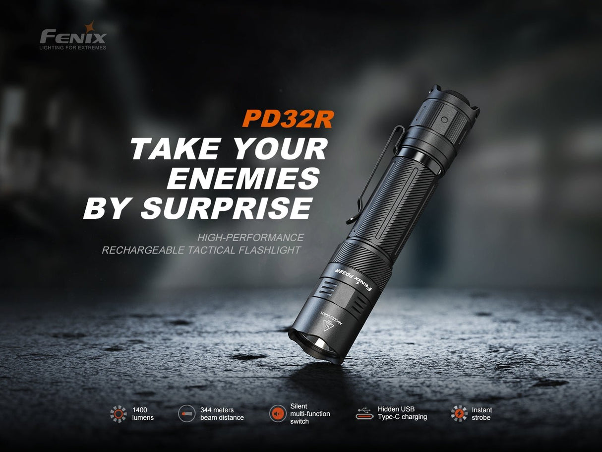 Fenix PD32R Rechargeable Silent Switch LED Flashlight - Magnadyne