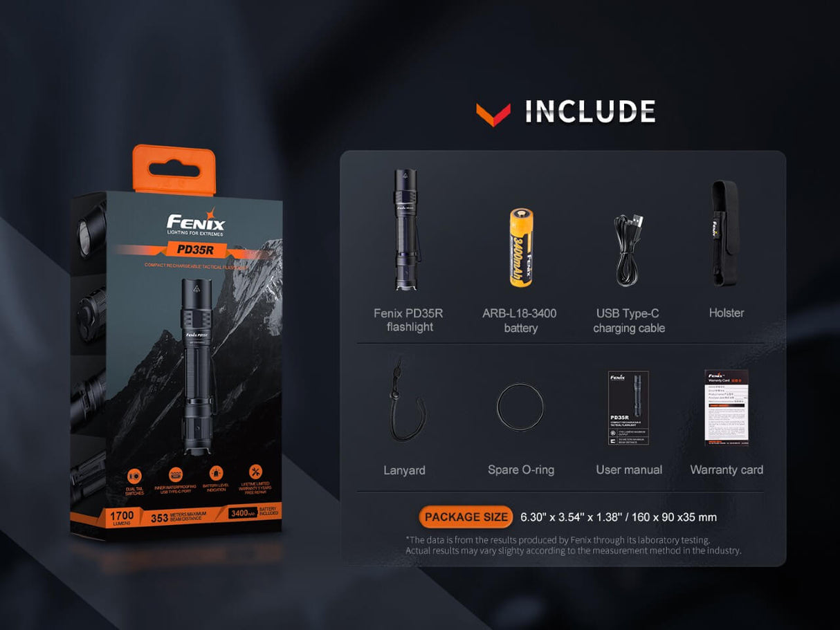 Fenix PD35R Compact Rechargeable Tactical Flashlight - Magnadyne