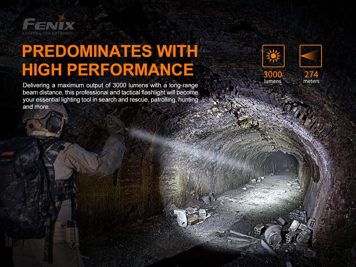 Fenix PD36 TAC Tactical Flashlight - 3000 Lumens - Magnadyne
