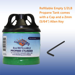 Flame King Eco Friendly Sustainable 8oz 1/2lb Refillable Propane Tank LP Cylinder - Magnadyne