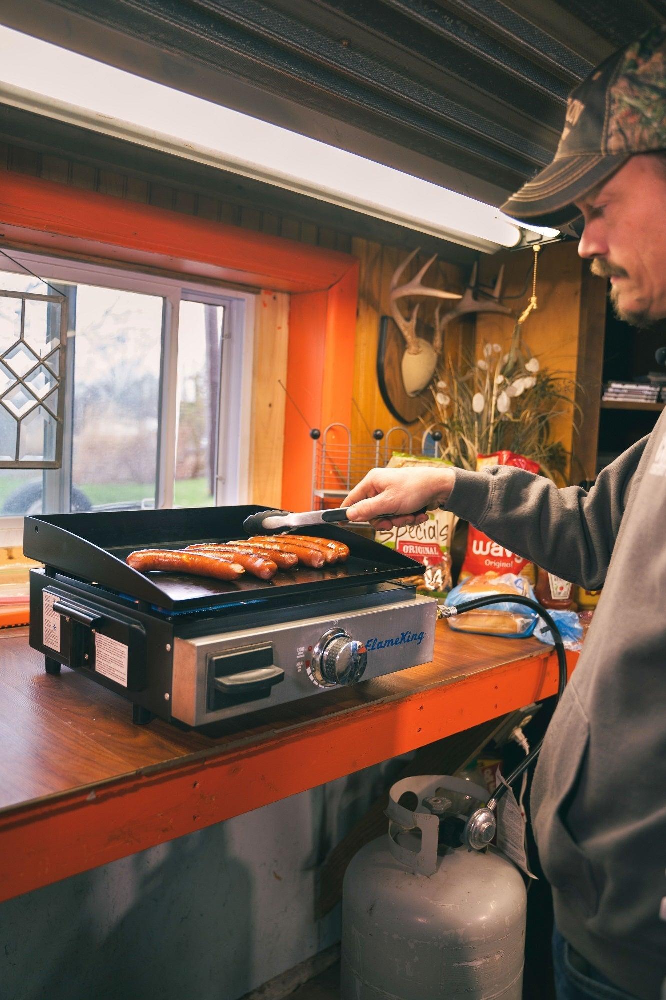 Flame King Flat Top Portable Propane Cast Iron Grill Griddle - Magnadyne