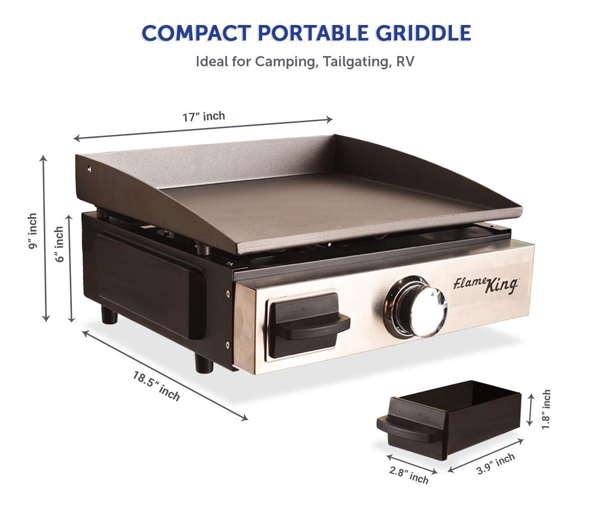 Flame King Flat Top Portable Propane Cast Iron Grill Griddle - Magnadyne