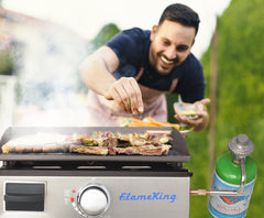 Flame King Flat Top Portable Propane Cast Iron Grill Griddle - Magnadyne