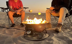 Flame King Outdoor Portable Propane Gas 19″ Fire Pit Bowl with Self Igniter Cover Carry Straps - Magnadyne