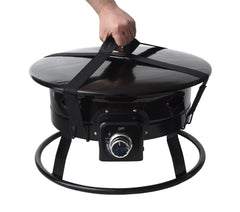 Flame King Outdoor Portable Propane Gas 19″ Fire Pit Bowl with Self Igniter Cover Carry Straps - Magnadyne