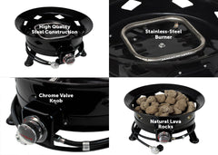 Flame King Outdoor Portable Propane Gas 24″ Fire Pit Bowl with Self Igniter Cover Carry Straps - Magnadyne