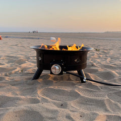 Flame King Outdoor Portable Propane Gas 24″ Fire Pit Bowl with Self Igniter Cover Carry Straps - Magnadyne