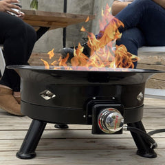 Flame King Outdoor Portable Propane Gas 24″ Fire Pit Bowl with Self Igniter Cover Carry Straps - Magnadyne