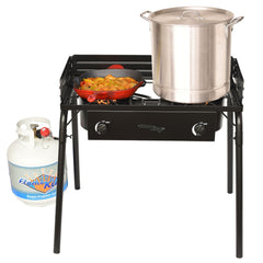 Flame King Outdoor Propane Double Dual Burner Cooker Stove - Magnadyne