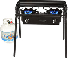 Flame King Outdoor Propane Double Dual Burner Cooker Stove - Magnadyne