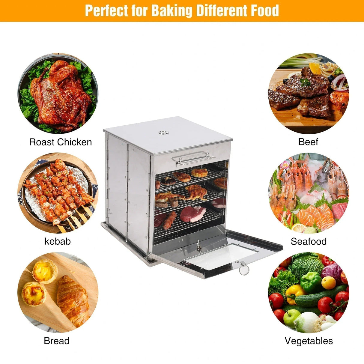 Foldable Stainless Steel Camping Oven with 3 Tier Grill for Propane Stove Baking Outdoor Cooking - Magnadyne