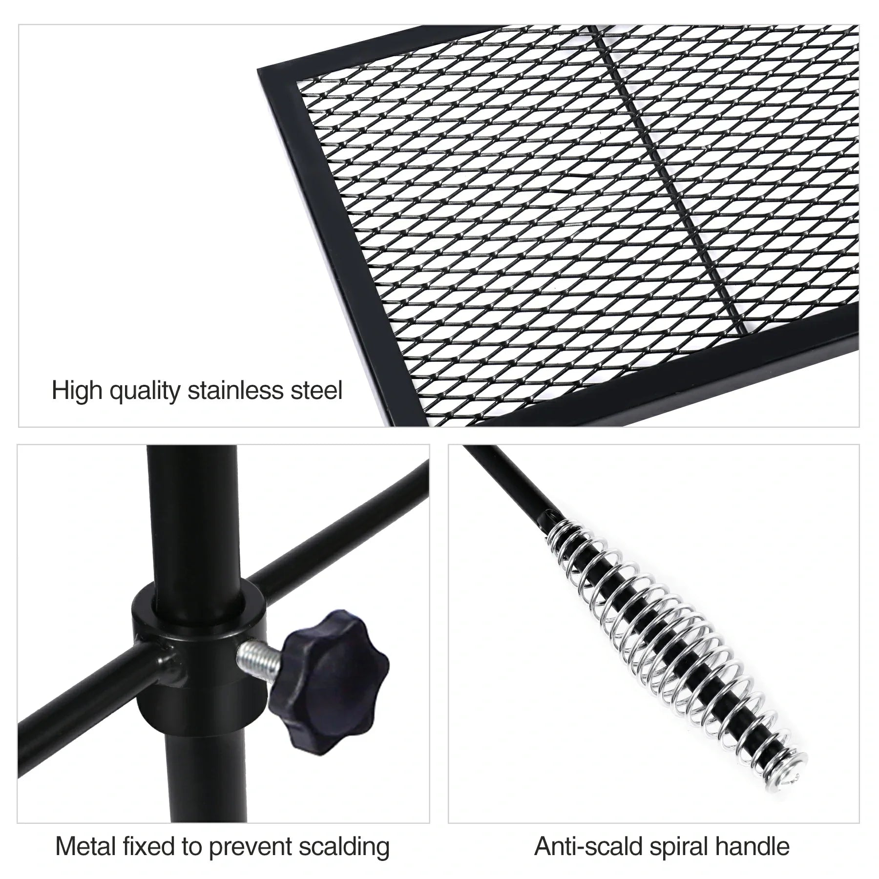 Folding Swivel Campfire Grill Heavy Duty Steel Grate with Carrying Bag for Outdoor Open Flame Cooking - Magnadyne
