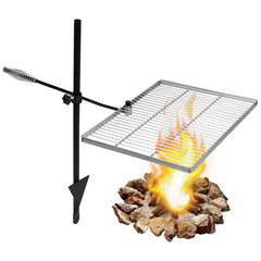 Folding Swivel Campfire Grill Heavy Duty Steel Grate with Carrying Bag for Outdoor Open Flame Cooking - Magnadyne