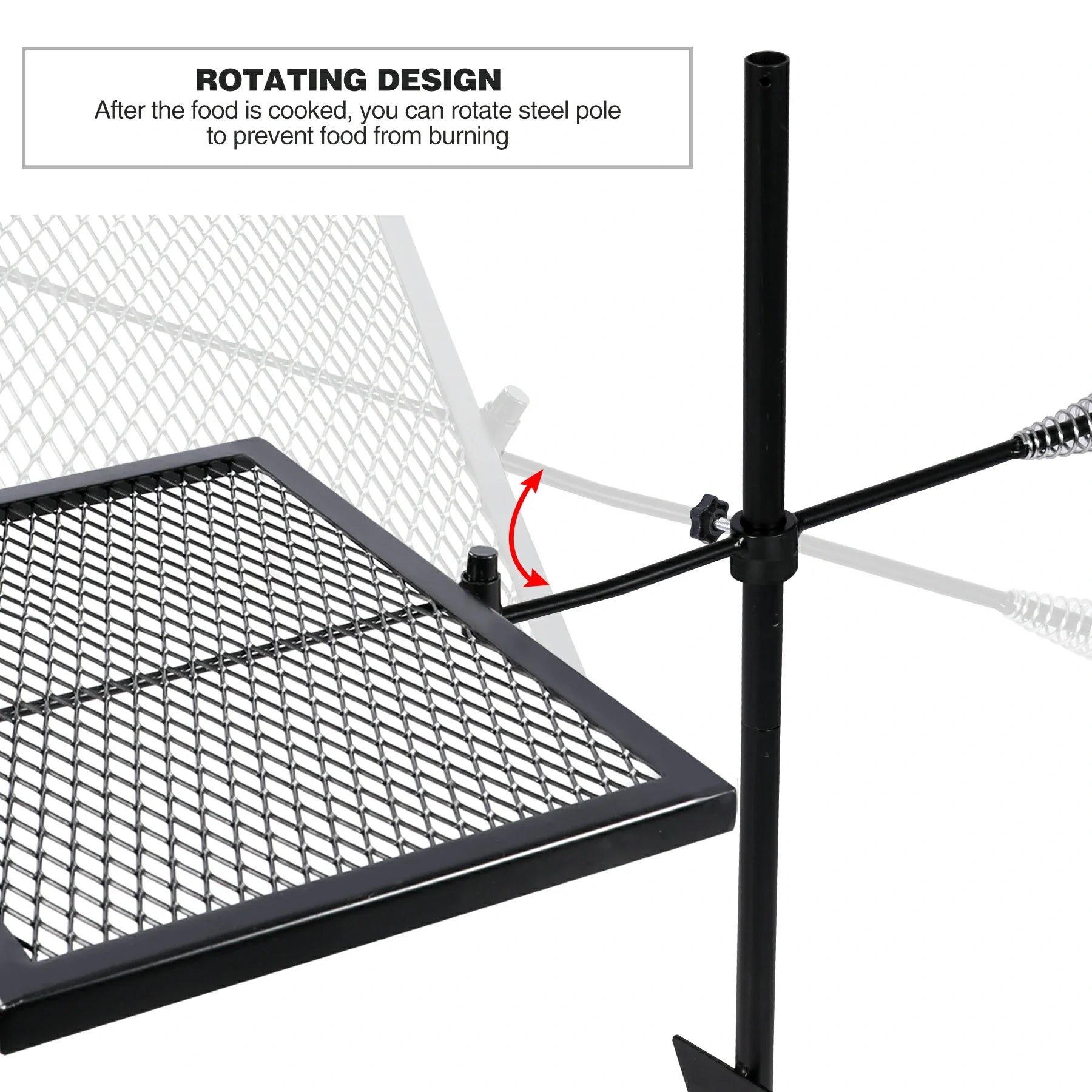 Folding Swivel Campfire Grill Heavy Duty Steel Grate with Carrying Bag for Outdoor Open Flame Cooking - Magnadyne
