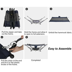 Freestanding Portable Hammock with Stand for Outdoor Yard Beach, 300lbs Capacity - Magnadyne