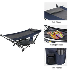 Freestanding Portable Hammock with Stand for Outdoor Yard Beach, 300lbs Capacity - Magnadyne