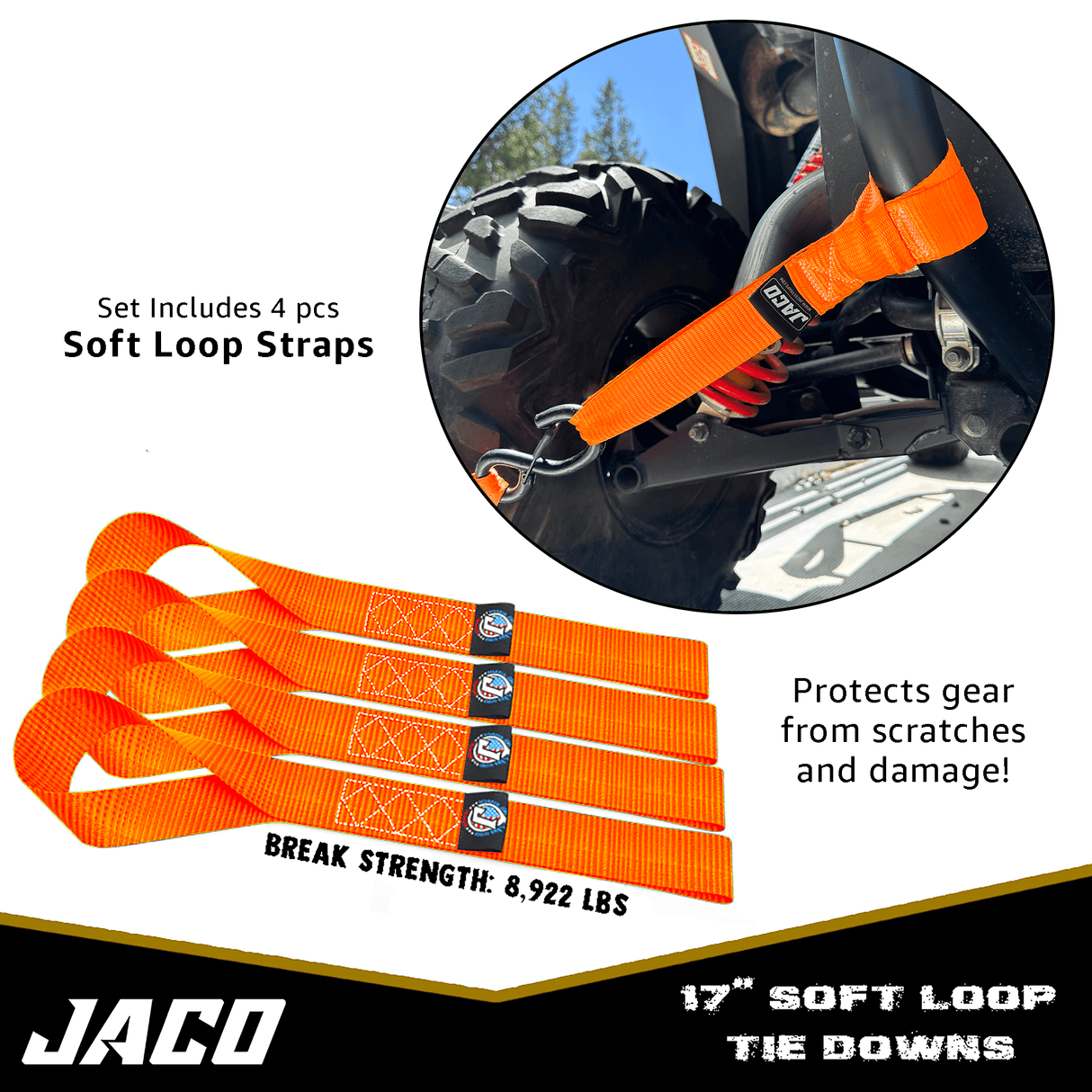Heavy Duty Ratchet Tie Down Straps with Soft Loops (1.6" x 8 ft) | AAR Certified Break Strength (5,208 lbs) - Magnadyne