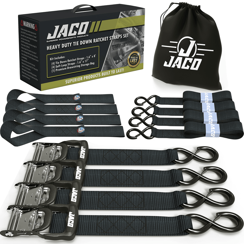 Heavy Duty Ratchet Tie Down Straps with Soft Loops (1.6
