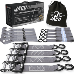 Heavy Duty Ratchet Tie Down Straps with Soft Loops (1.6" x 8 ft) | AAR Certified Break Strength (5,208 lbs) - Magnadyne
