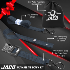 Heavy Duty Ratchet Tie Down Straps with Soft Loops (1.6" x 8 ft) | AAR Certified Break Strength (5,208 lbs) - Magnadyne
