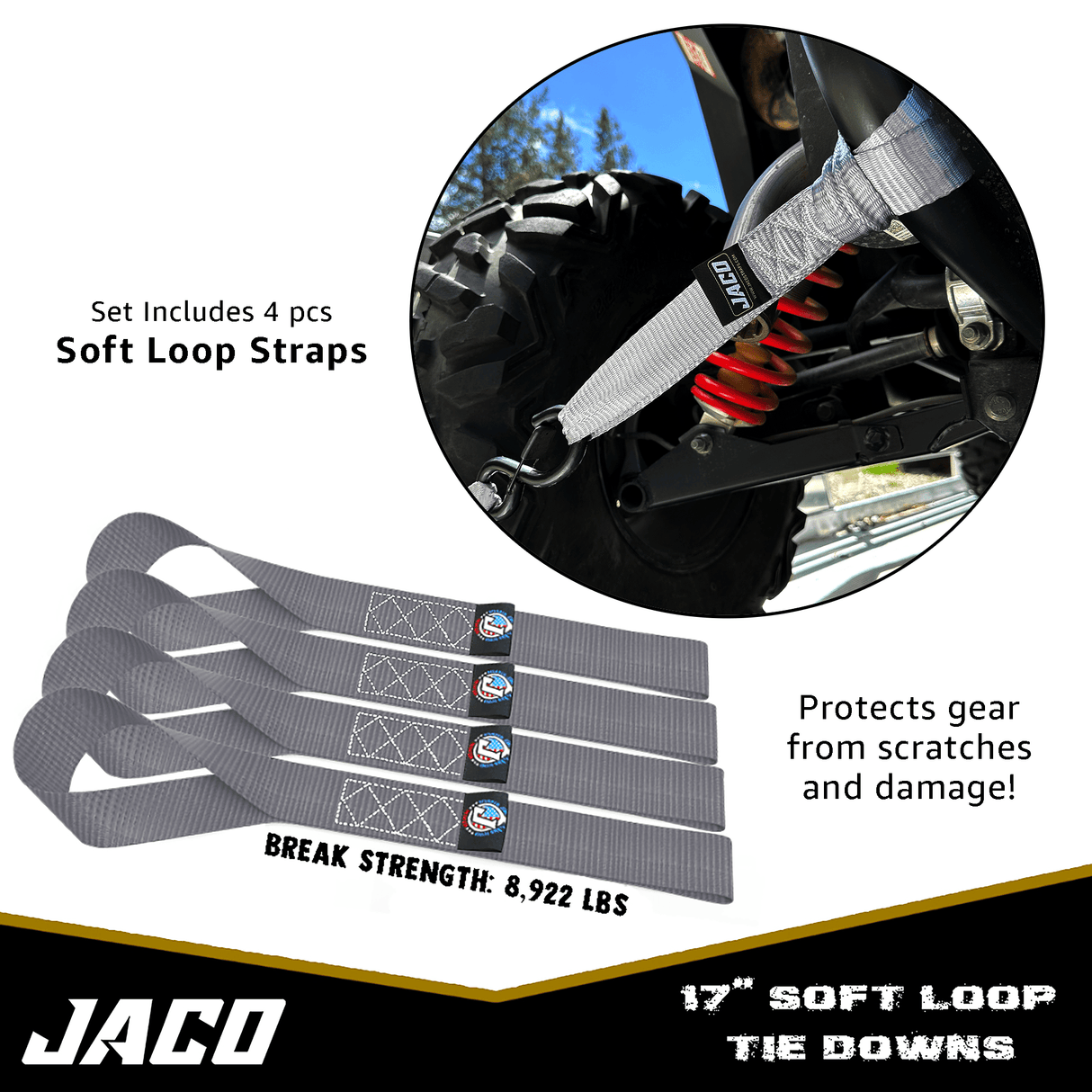 Heavy Duty Ratchet Tie Down Straps with Soft Loops (1.6" x 8 ft) | AAR Certified Break Strength (5,208 lbs) - Magnadyne