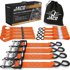 Heavy Duty Ratchet Tie Down Straps with Soft Loops (1.6" x 8 ft) | AAR Certified Break Strength (5,208 lbs) - Magnadyne