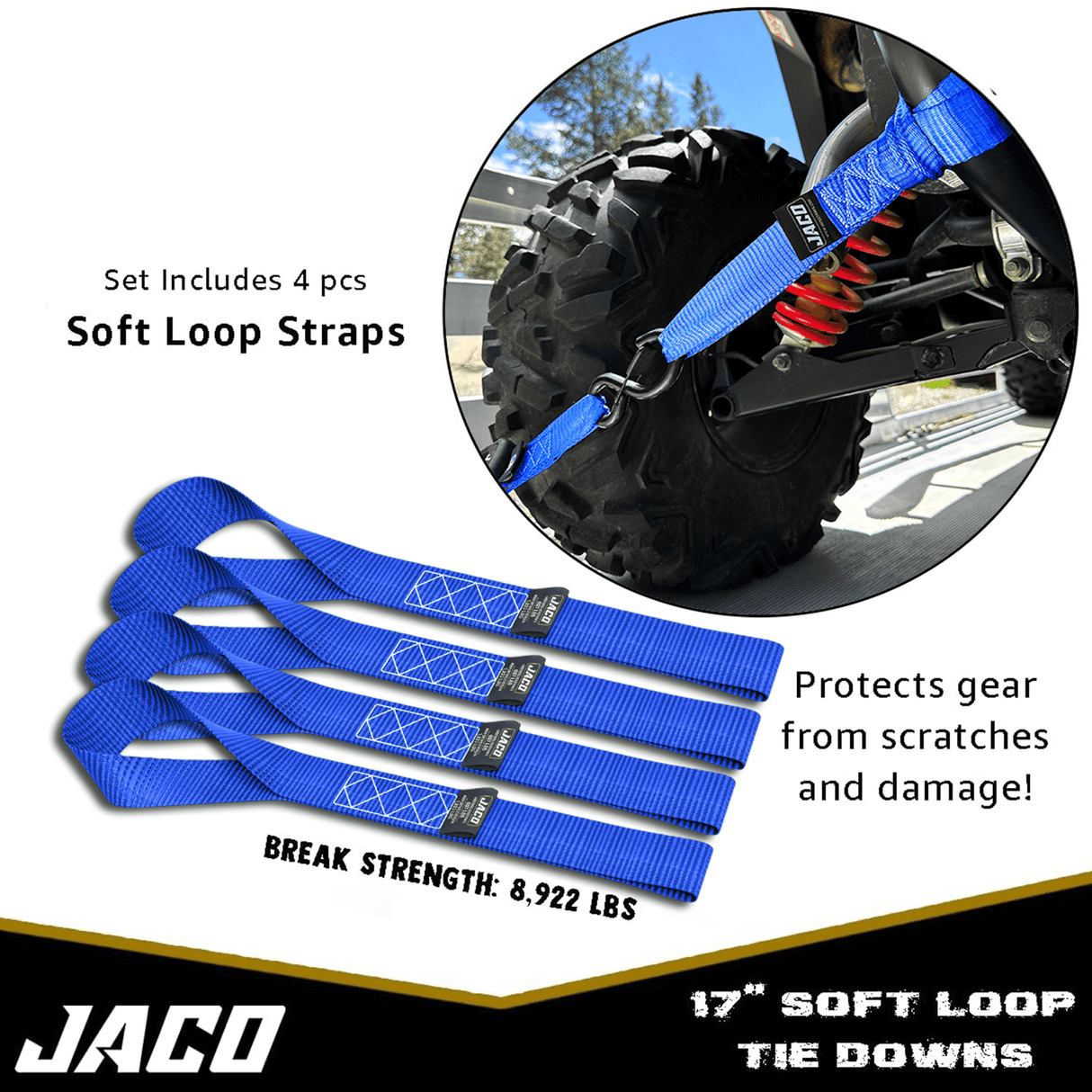 Heavy Duty Ratchet Tie Down Straps with Soft Loops (1.6" x 8 ft) | AAR Certified Break Strength (5,208 lbs) - Magnadyne