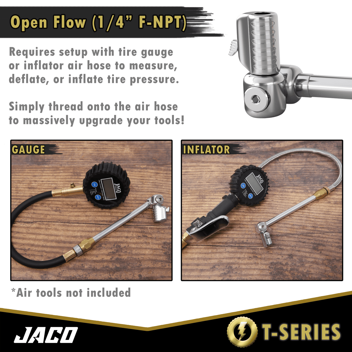 Lightning™ T-Series Tire Air Chuck | Open Flow, 1/4" F-NPT - Magnadyne