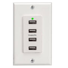 Magnadyne WCP-USB | Wall Mount USB Charger | 4 Ports w/ Wall Plate - Magnadyne